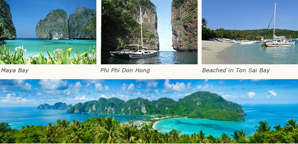 Destination Phi Phi Islands, one of the beautiful islands you can visit on a boat charter